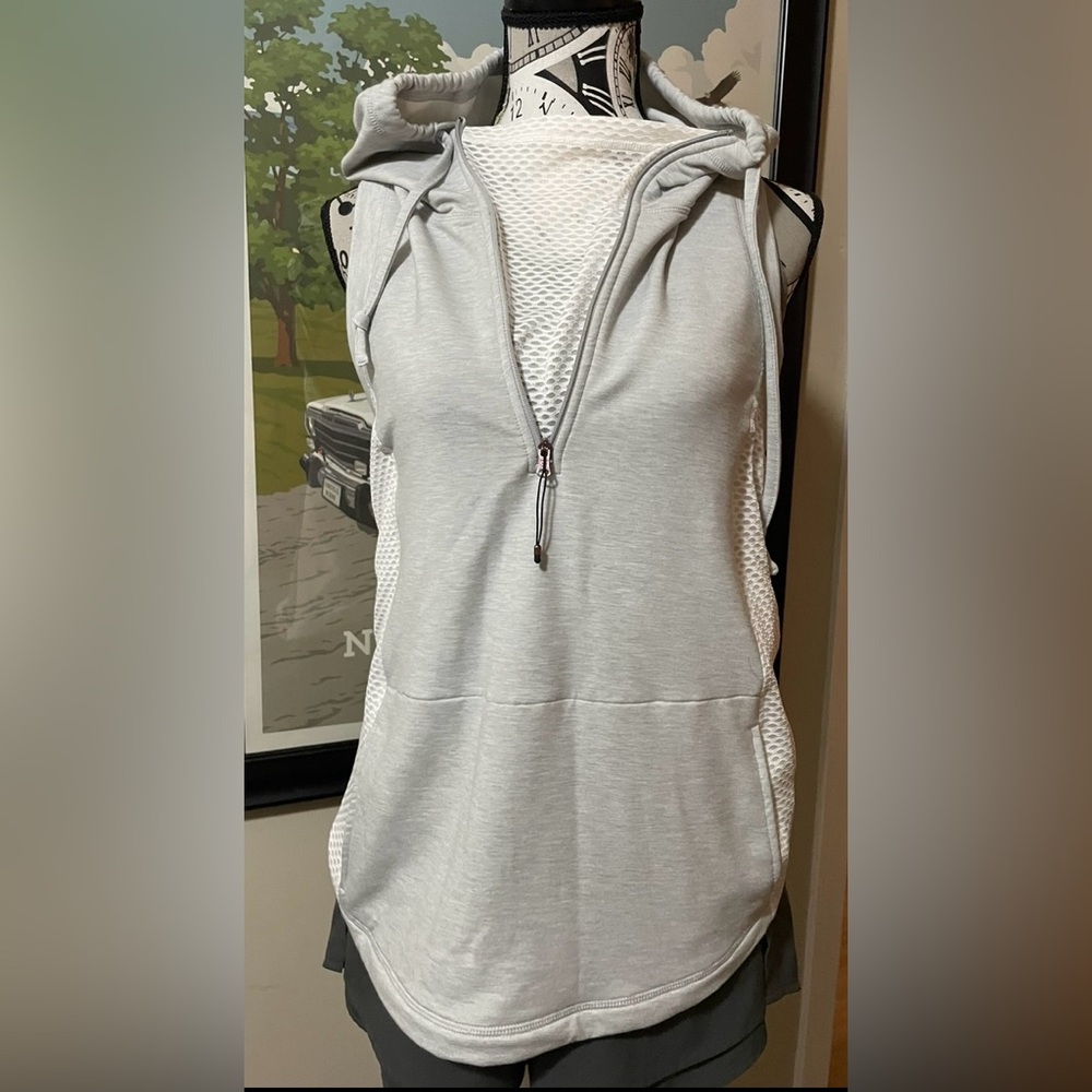 CALIA Sleeveless Gray Half Zip Hoodie | Jersey Siding